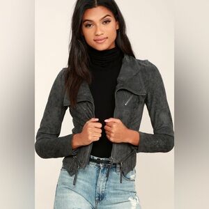 Lulus Ready For Anything Charcoal Grey Suede Moto Jacket